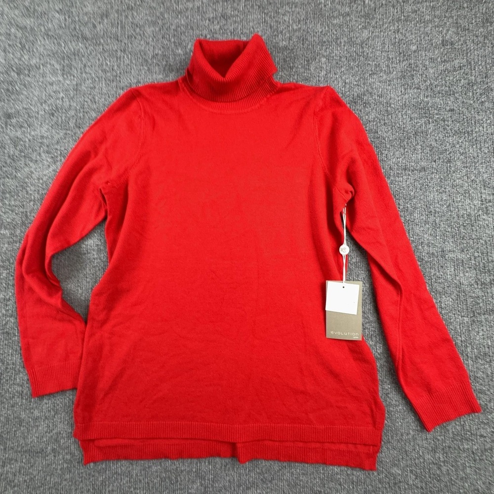 Evolution By Cyrus Sweater Womens Small Red Turtleneck Lightweight Knit Top